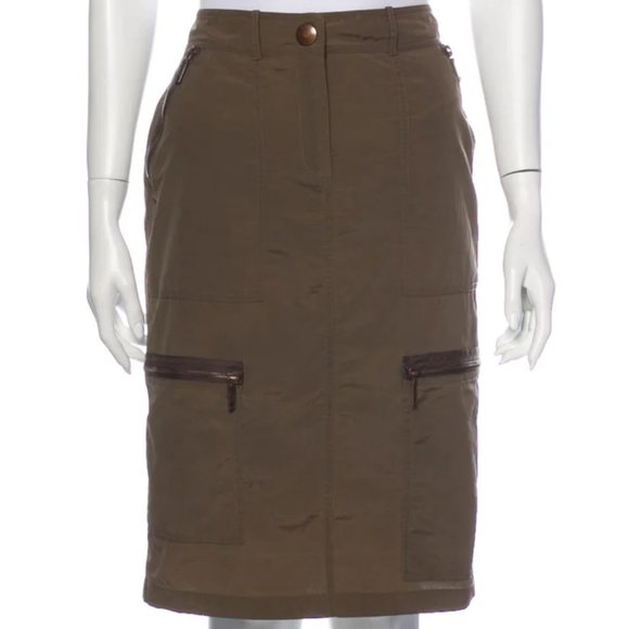 Celine Green Cargo Pocket Pencil Skirt 38 - Picture 1 of 11